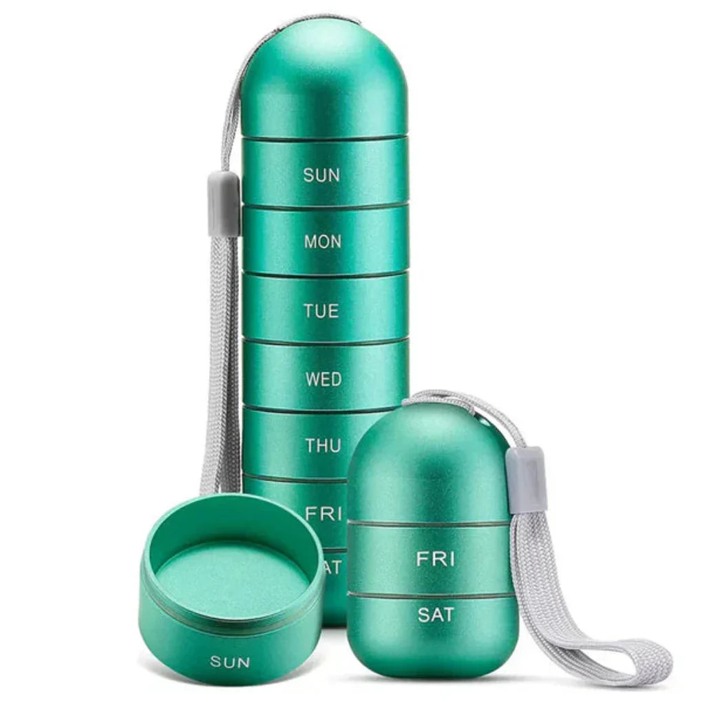 Weekly Pill Organizer with 7-Day Compartments and Silicone Seals