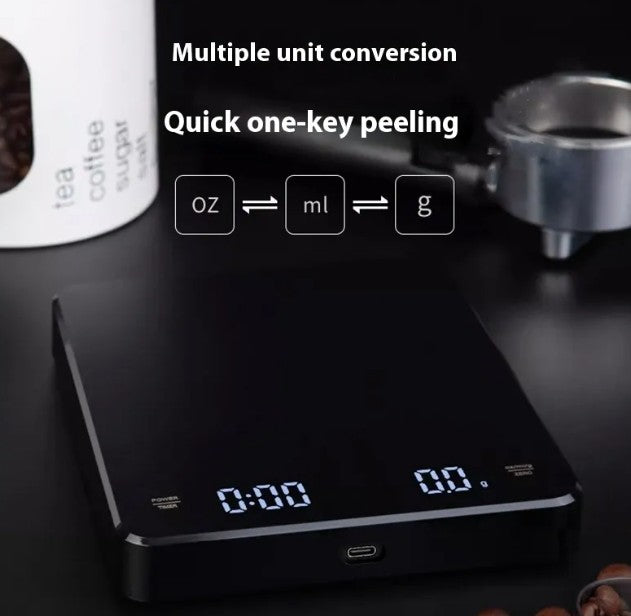 Digital Coffee Scale with Built-In Timer and Backlit LCD Display