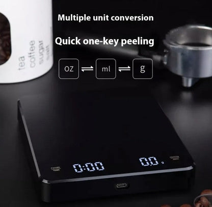 Digital Coffee Scale with Built-In Timer and Backlit LCD Display