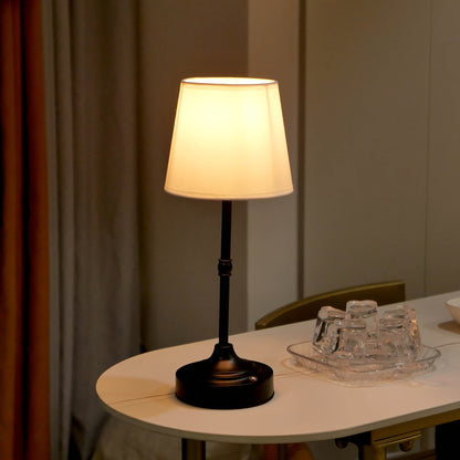 Rechargeable Table Lamp with Touch Dimming Control and Fabric Shade