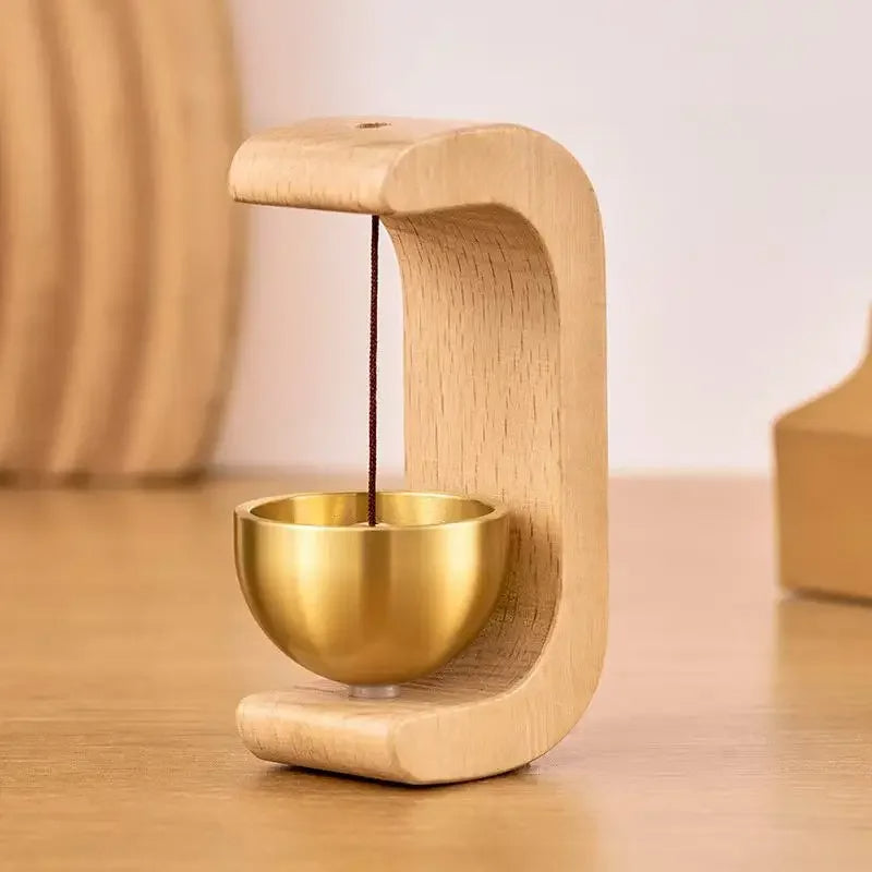 Door Chime with Polished Brass Bell and Magnetic Mounting for Metal Frames