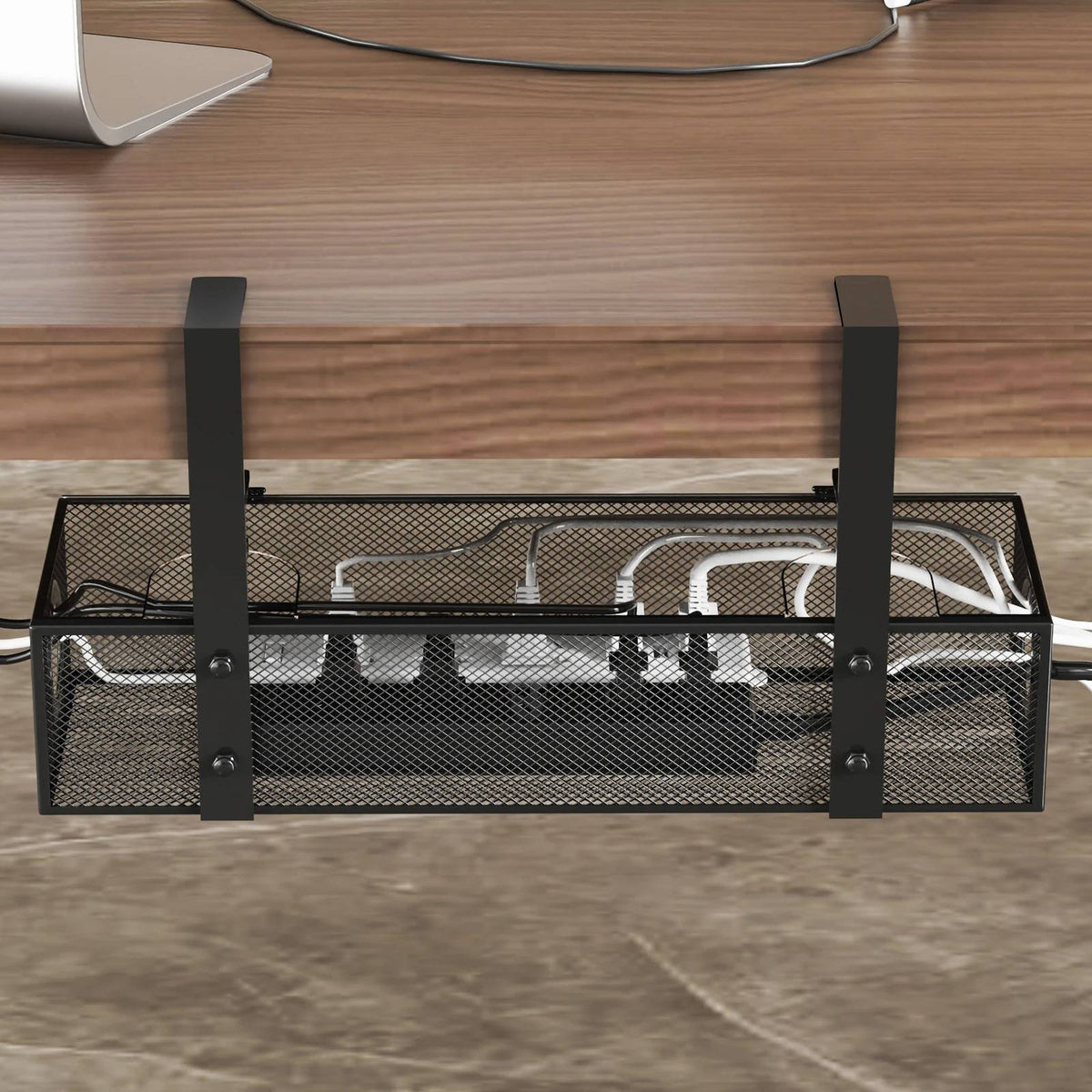 Under Desk Storage Organizer with Two Sliding Drawers and Hidden Cable Channels