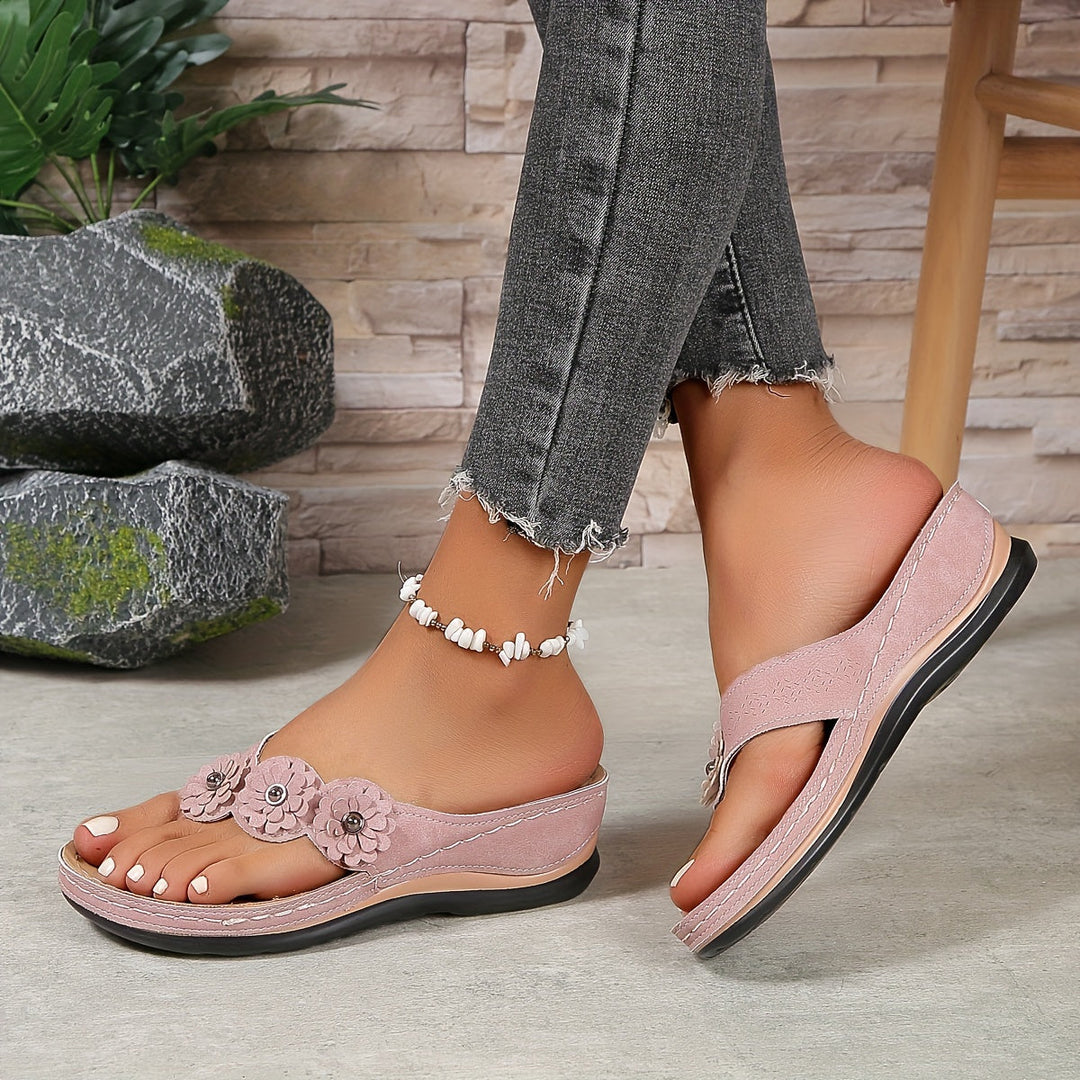 Womens Sandals with Contoured Arch Support and Cushioned Lining, Hook-Loop Closure