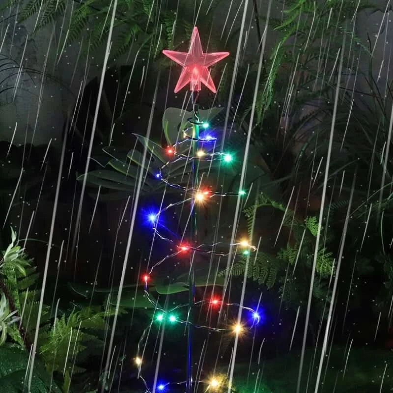Garden Christmas Tree Light of Metal and Plastic with a Solar Panel, 50 LEDs and Three Light Modes