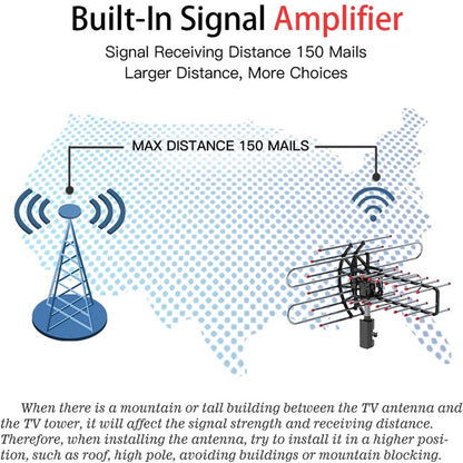 Long Range Outdoor TV Antenna with HD Signal Booster