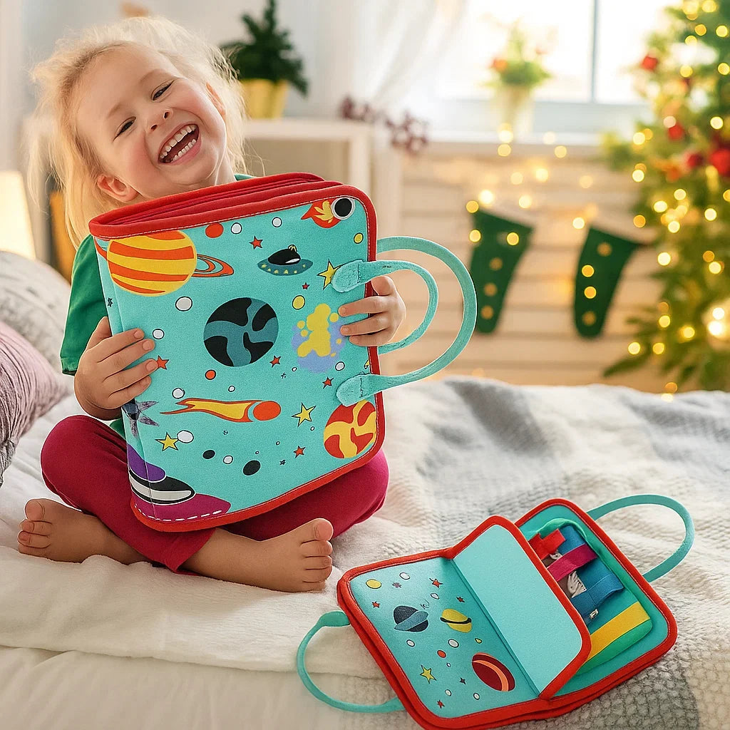 Soft Fabric Activity Book with Zippers Buttons and Laces Plus Letters Numbers and Shapes for Toddlers