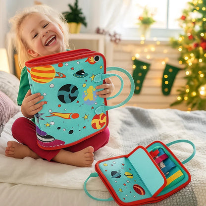 Soft Fabric Activity Book with Zippers Buttons and Laces Plus Letters Numbers and Shapes for Toddlers