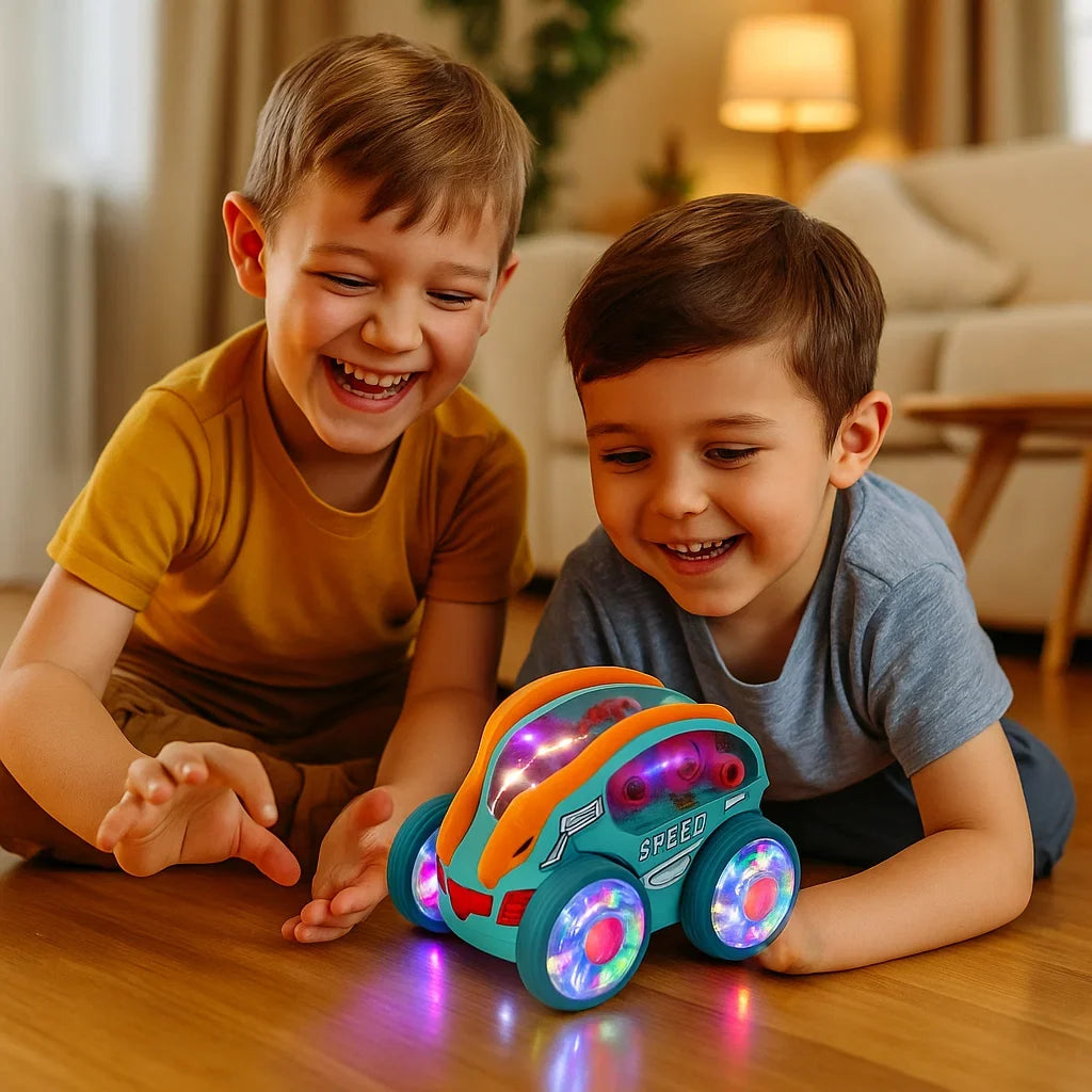 Flipping Light Up Toy Vehicle with Music and 360 Degree Spin for Boys and Girls