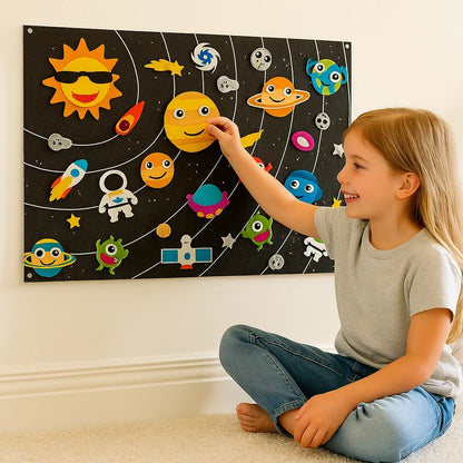 Felt Play Scene Set with Colorful Animal Figures and Backgrounds in 4 Themes for Kids