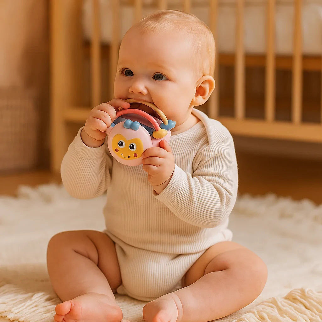 Textured Teething Ball with Movable Rings and Sensory Surfaces
