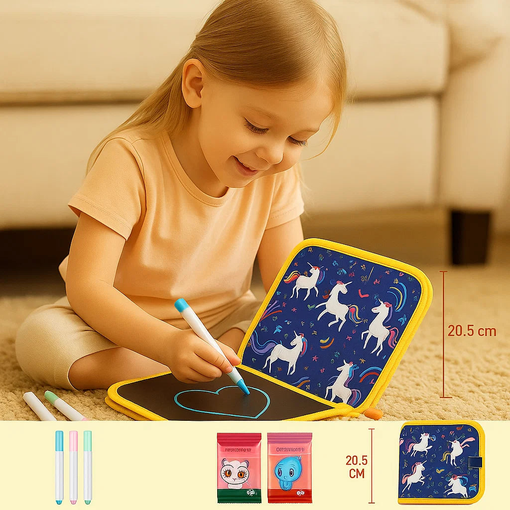 Reusable Wipe Clean Drawing Book for Kids with 6 Fun Cover Designs