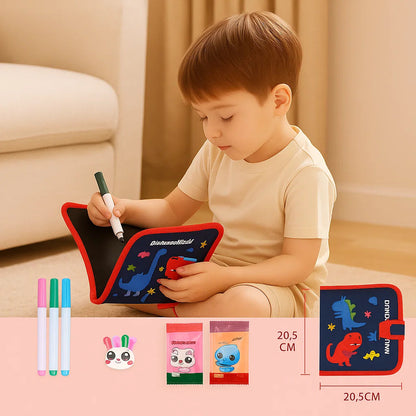 Reusable Wipe Clean Drawing Book for Kids with 6 Fun Cover Designs