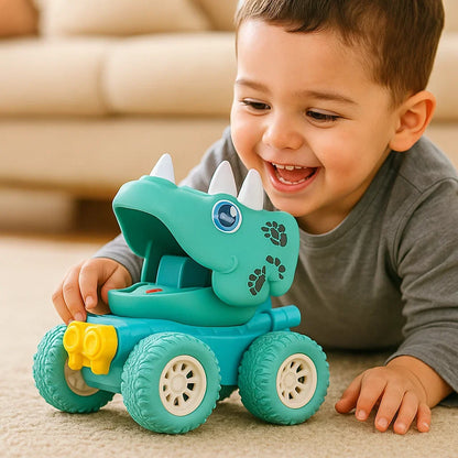 Dinosaur Push Truck with Rolling Wheels and Molded Design for Kids