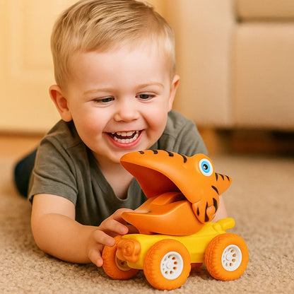 Dinosaur Push Truck with Rolling Wheels and Molded Design for Kids