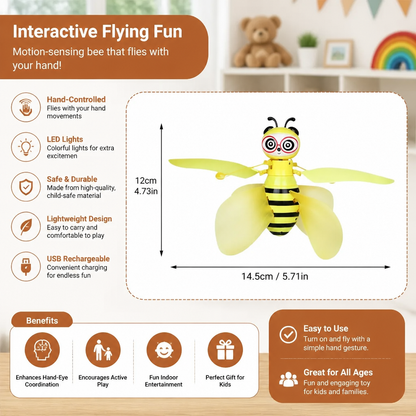 Flying Bee Toy with Motion Sensor and Obstacle Avoidance, LED Lights