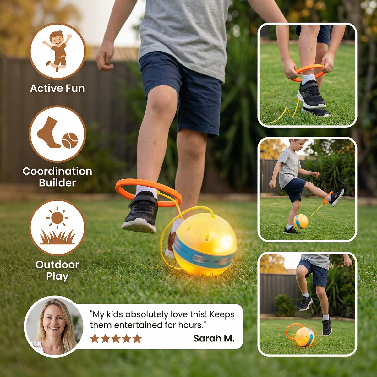 LED Skip Ball with Ankle Strap and Glowing Lights for Active Kids