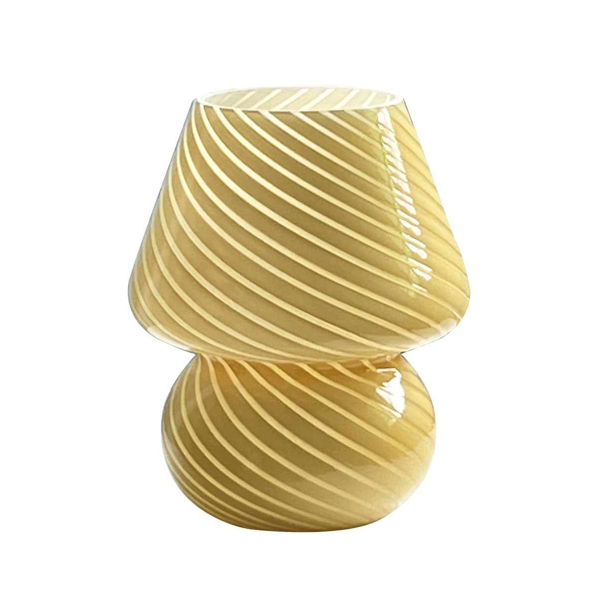Mushroom Glass Table Lamp with Stepless Dimming and Swirled Stripe Shade