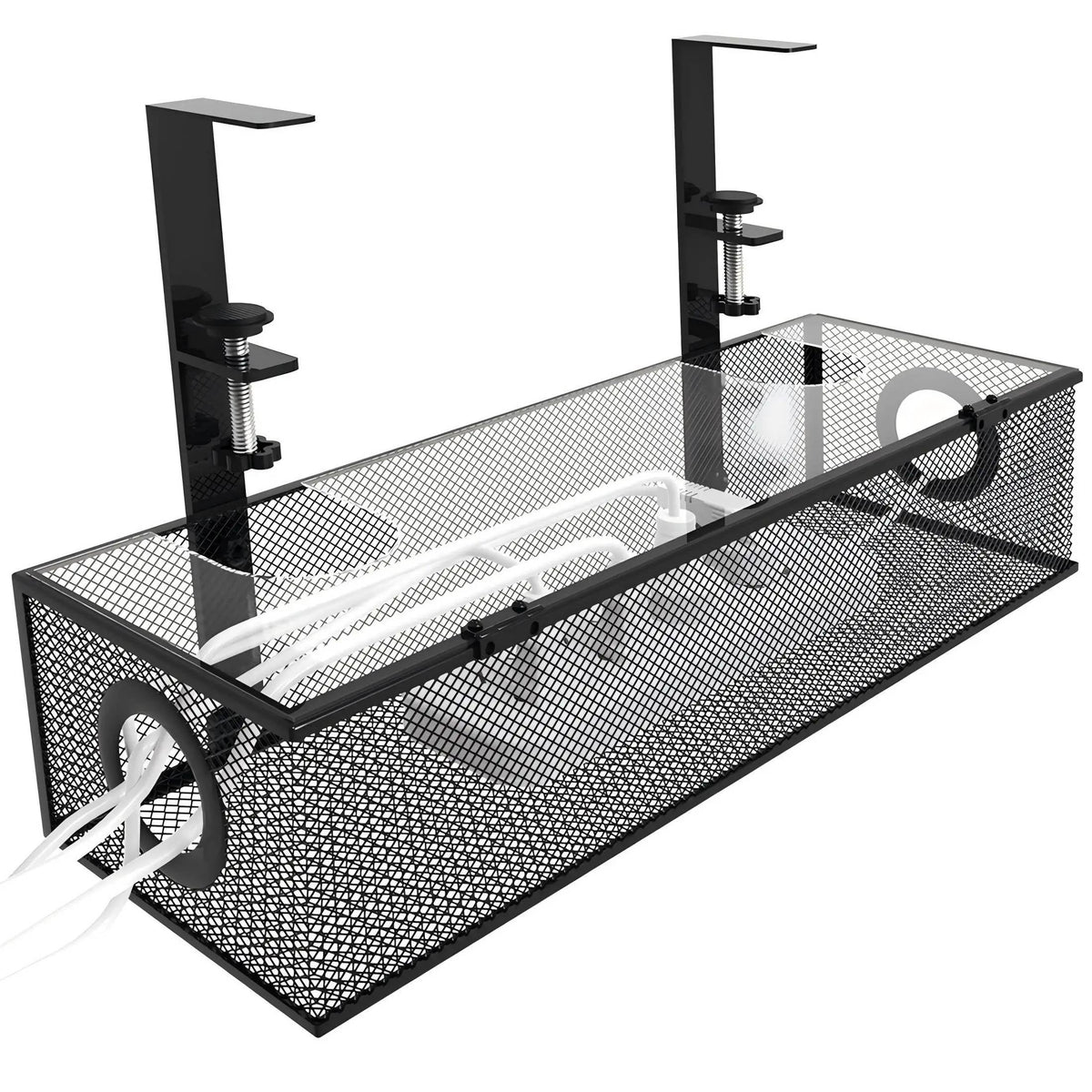 Under Desk Storage Organizer with Two Sliding Drawers and Hidden Cable Channels