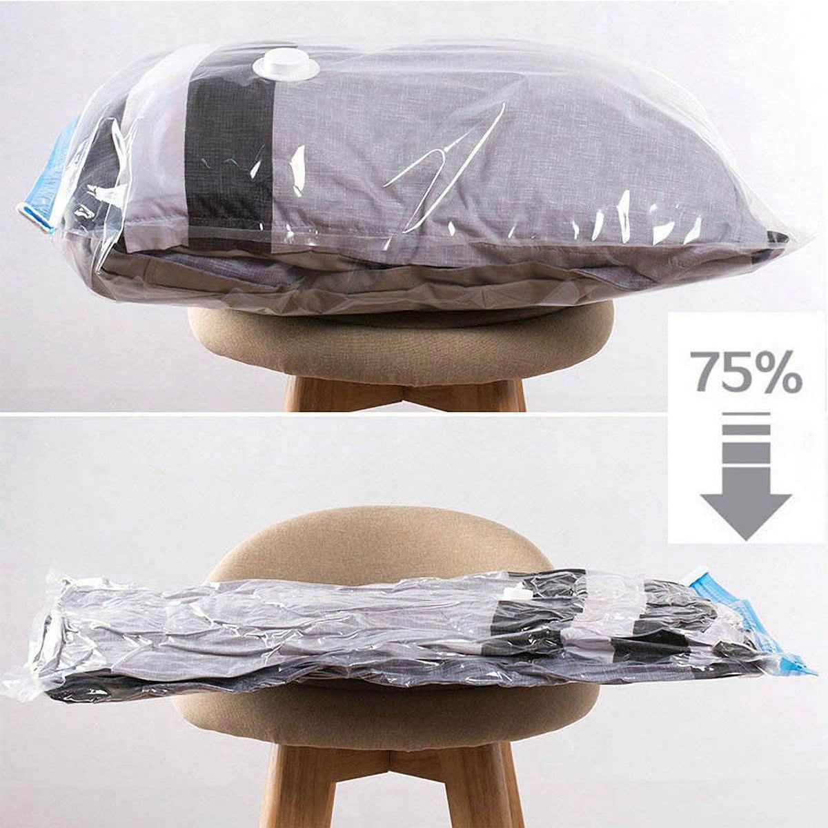 Clothes Vacuum Storage Bags in Four Sizes with Dual Zip Closure, Clear Walls and a Hand Pump