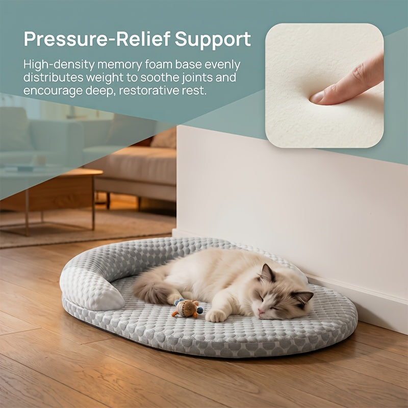 Polyester Cat Bed with Raised Edge and Polypropylene Fill, Non-Slip Base