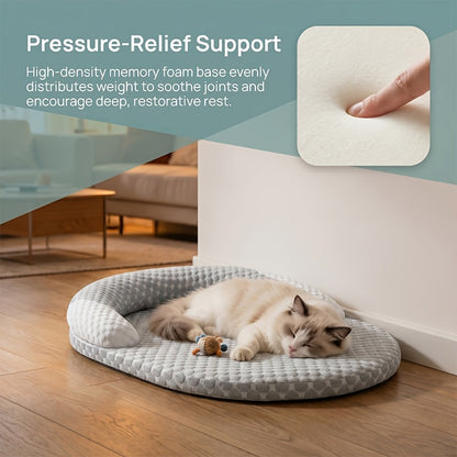 Polyester Cat Bed with Raised Edge and Polypropylene Fill, Non-Slip Base