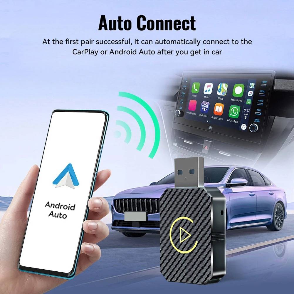 Wireless Phone to Car Display Adapter with Dual Band Connection and Auto Pairing