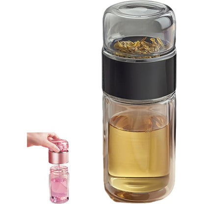 Glass Tea Infuser Bottle with Tilt Brewing Control and Stainless Steel Filter