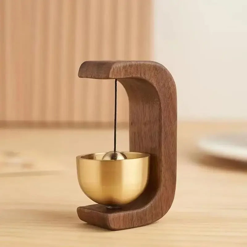 Door Chime with Polished Brass Bell and Magnetic Mounting for Metal Frames