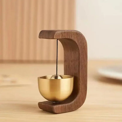 Door Chime with Polished Brass Bell and Magnetic Mounting for Metal Frames