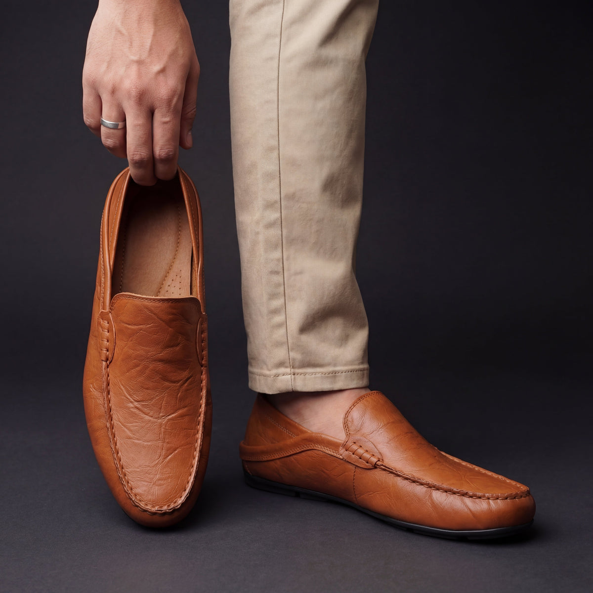 Slip On Loafers with Cushioned Footbed and Textured Grip Sole