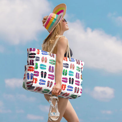Oversized Beach Tote with Zip Closure and Mesh Panels, Water Resistant 20L