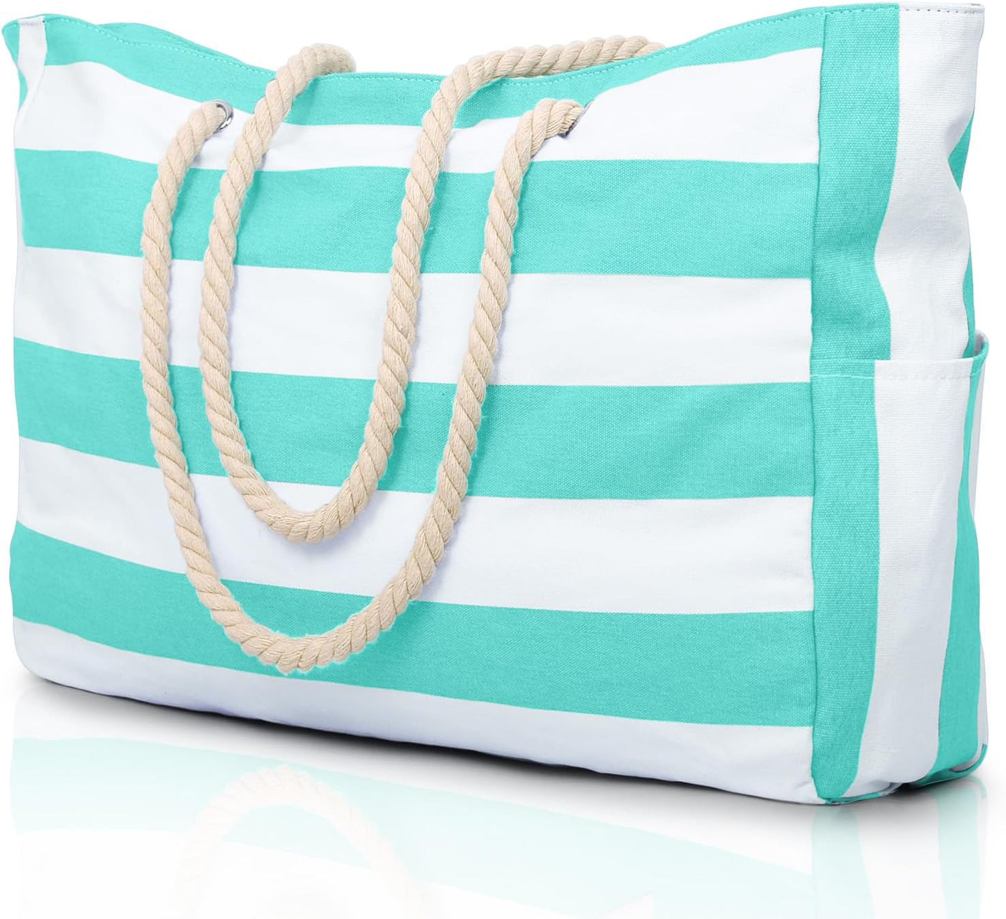 Oversized Beach Tote with Zip Closure and Mesh Panels, Water Resistant 20L
