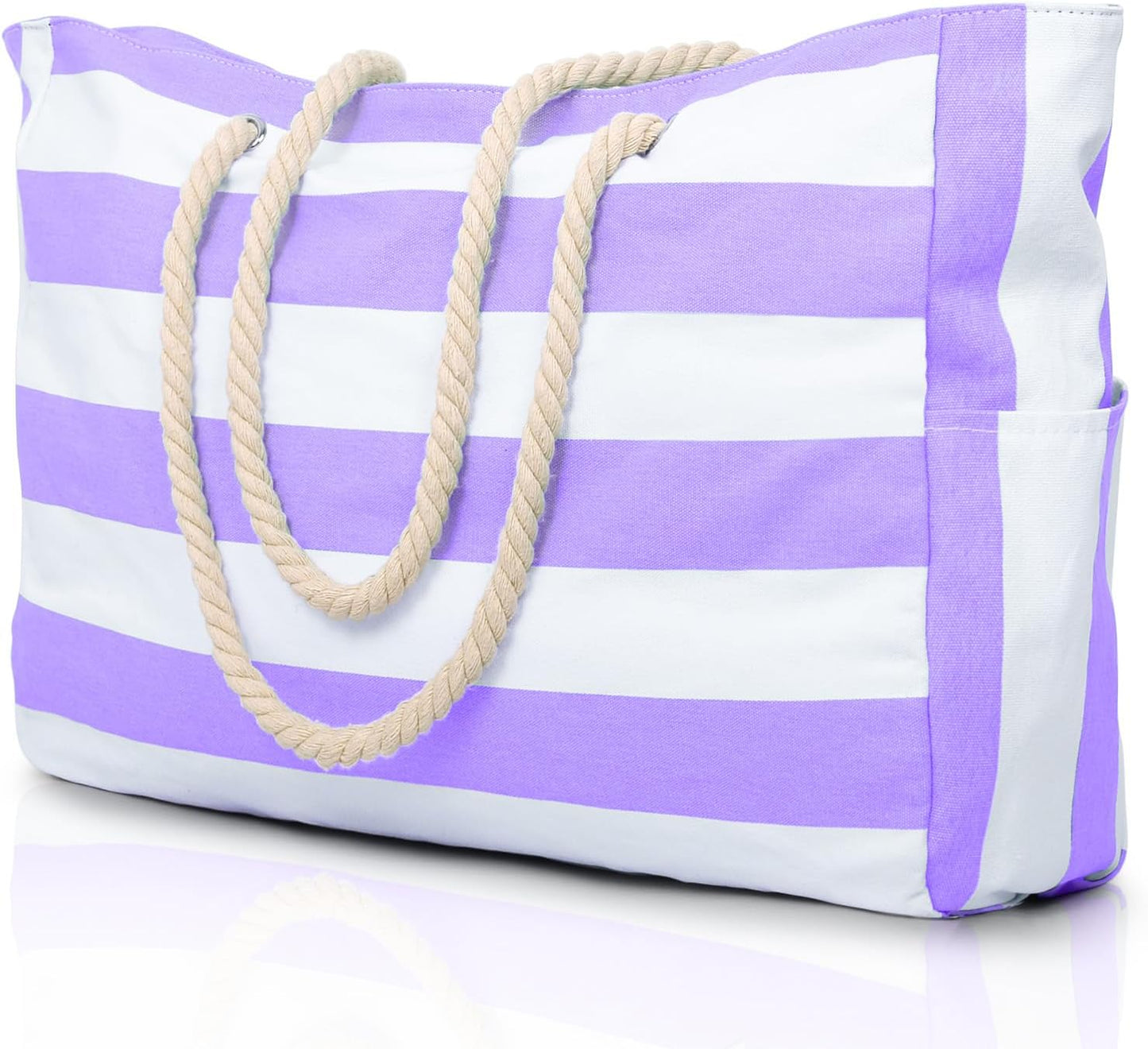 Oversized Beach Tote with Zip Closure and Mesh Panels, Water Resistant 20L