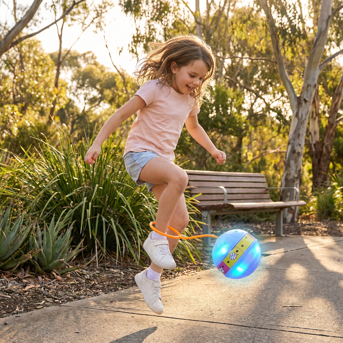 LED Skip Ball with Ankle Strap and Glowing Lights for Active Kids