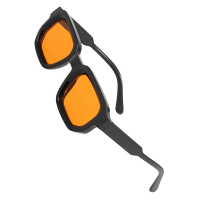 Bold Energy Rectangle UV Sunglasses  -Black Orange - Ozerty
