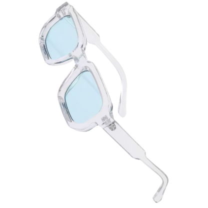 Bold Energy Rectangle UV Sunglasses  -Transparent Blue - Ozerty