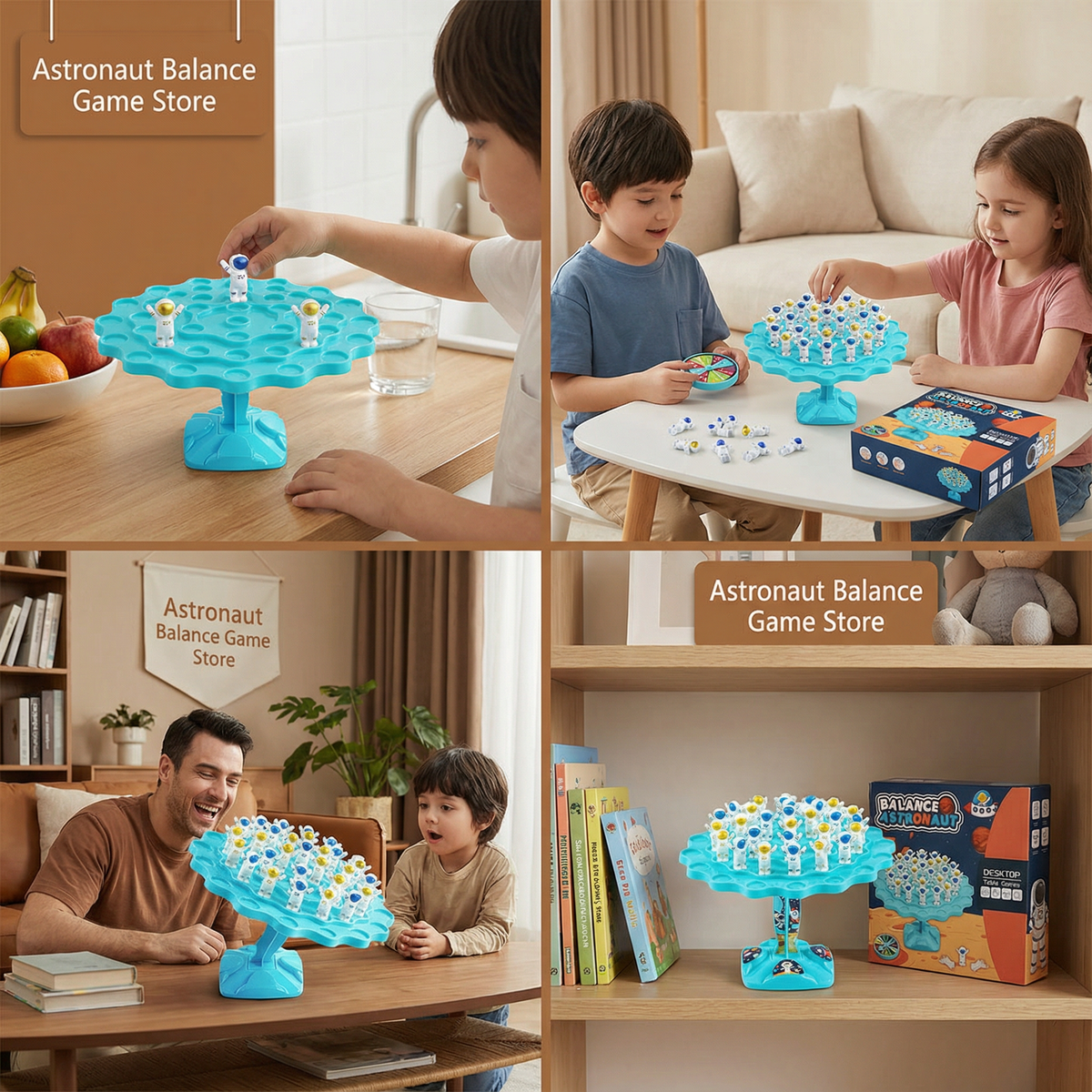Astronaut Stacking Balance Game with Spinner and Dice for Kids and Families