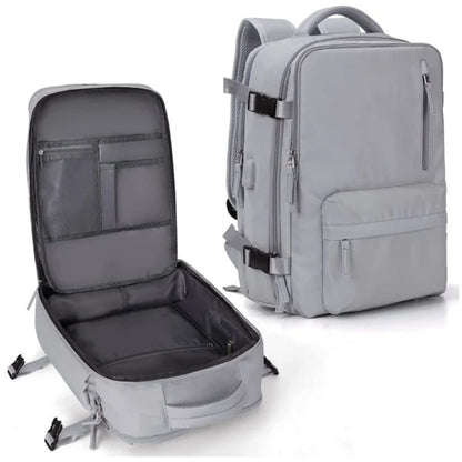 Women's 35L Travel Backpack with USB Charging Port and Laptop Compartment, Shoe and Wet Storage