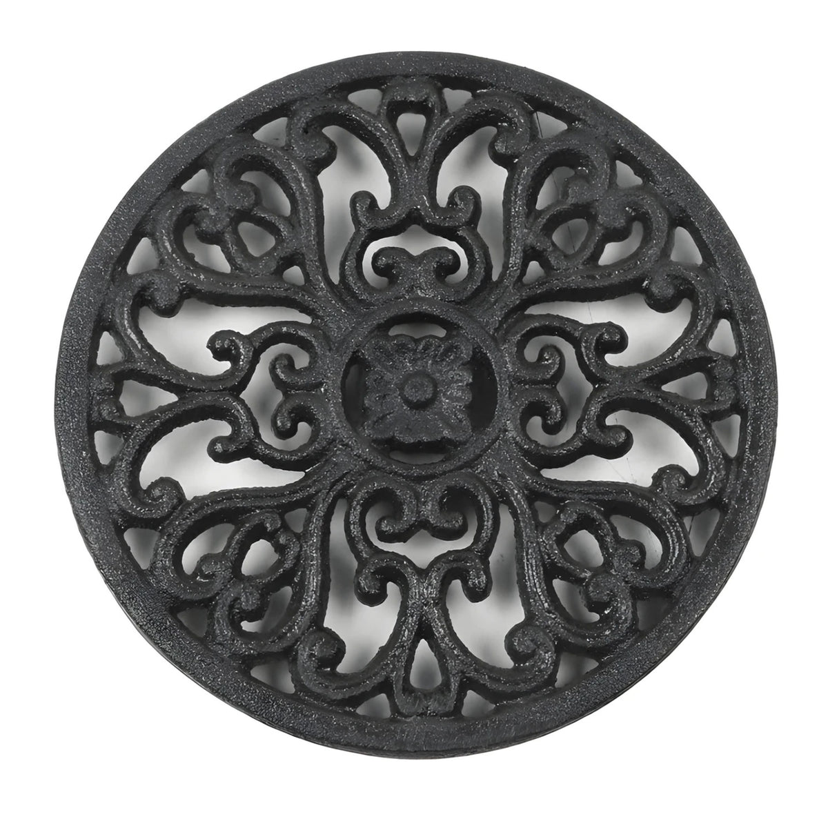 Round Cast Iron Trivet with Vintage Pattern for Hot Cookware, 6.7 Inch