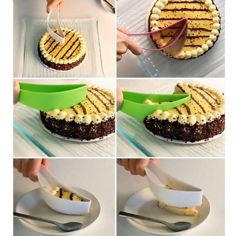 Pie and Cake Server with Triangular Cutting Edge and Squeeze Handles