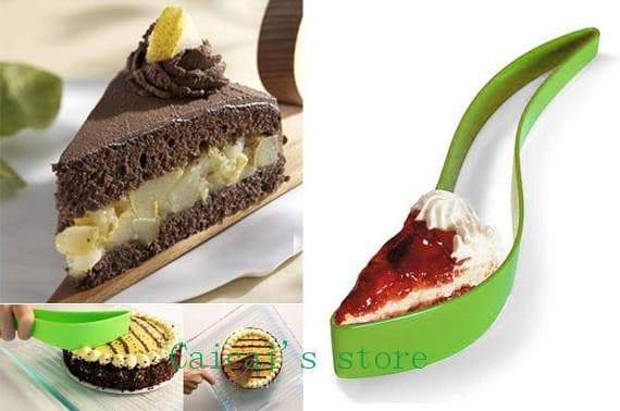 Pie and Cake Server with Triangular Cutting Edge and Squeeze Handles