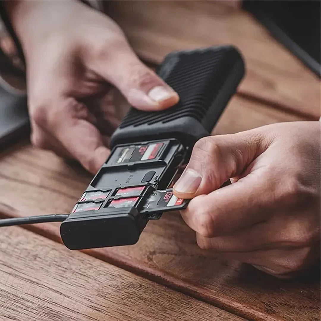 Card Reader Case with Dual SD and TF Slots, SIM Storage and 312 MBps Transfer Speed