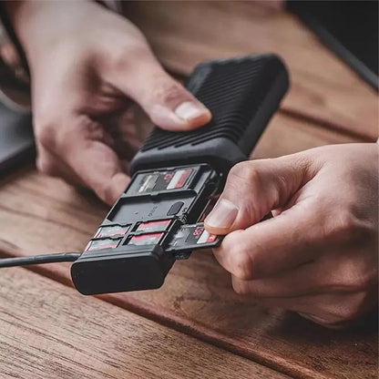 Card Reader Case with Dual SD and TF Slots, SIM Storage and 312 MBps Transfer Speed