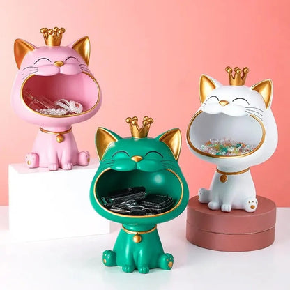 Lucky Cat Figurine Storage Jar