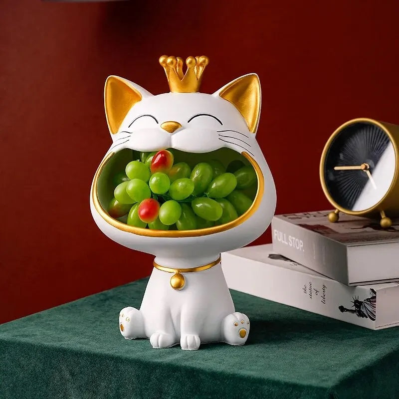 Lucky Cat Figurine Storage Jar