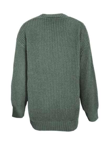 Chunky Ribbed Cardigan with Button Front Closure and Hip Pockets