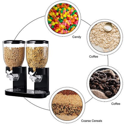 Dual Cereal Dispenser, Dry Food Storage Container for Easy Dispensing