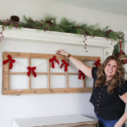 Red Velvet Bow Garland with Lightweight Cord for Mantels and Doorways 5 Feet