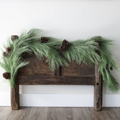 Pine Garland with Brown Pinecones and Cascading Needles 6 Feet
