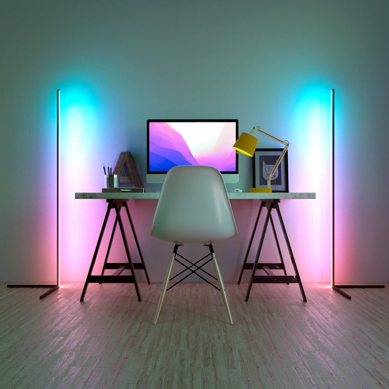 Smart LED Color-Changing Corner Floor Lamp with Remote Control